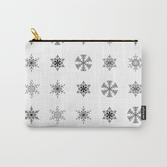 Snowflake Pattern - Black and white winter snowflake pattern artwork Carry-All Pouch