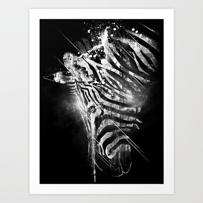 Zebra Mood - White Art Print