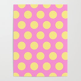 Mid Century Modern Polka Dots 578 Pink and Yellow Poster