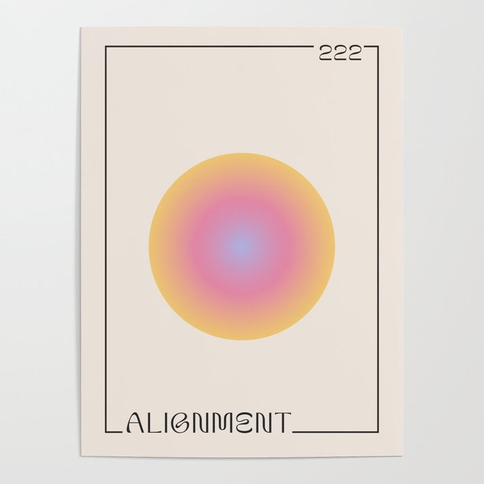 Angel Number 222 Aura Retro Circular Gradient Poster