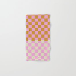 Retro Checkered Gingham in Orange and Pink  Hand & Bath Towel
