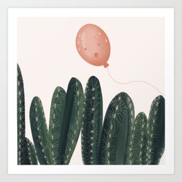 Balloon Flying Over Cactus Art Print
