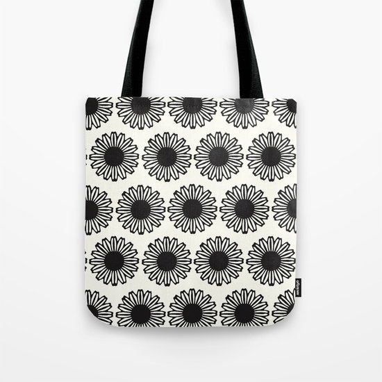 vintage flowers black Tote Bag