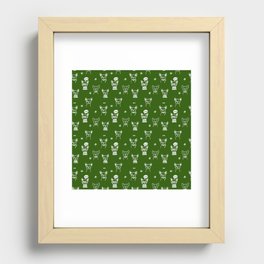 Green and White Hand Drawn Dog Puppy Pattern Recessed Framed Print