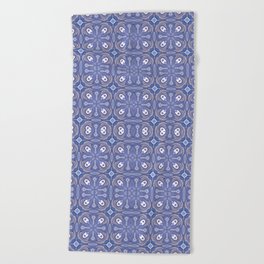 Periwinkle Blue Abstract Floral Pattern Illustration Beach Towel