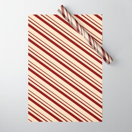 [ Thumbnail: Bisque & Dark Red Colored Lines/Stripes Pattern Wrapping Paper ]