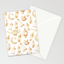 Islamic Lantern Pattern Watercolor Stationery Cards