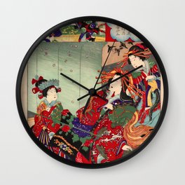 Duel at Yoshiwara (Toyohara Chikanobu) Wall Clock