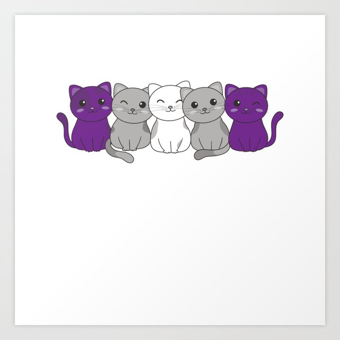 Graysexual Flag Pride Lgbtq Cute Cats Art Print