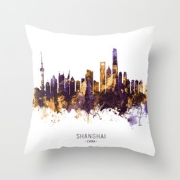 Shanghai China Skyline Throw Pillow