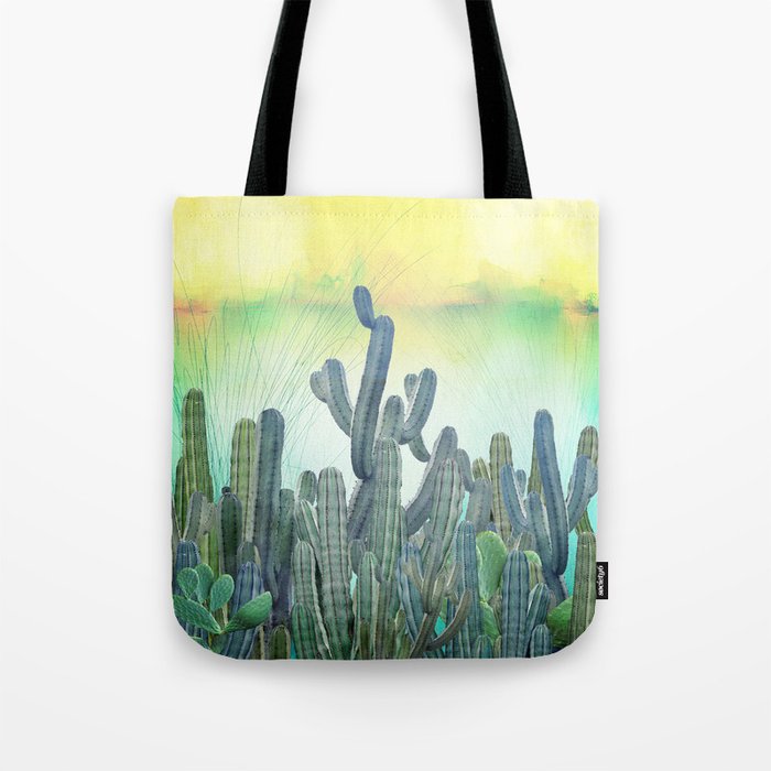 cactus painting in summer  Tote Bag