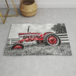 IH 240 Side View Selective Red Farmall Tractor Area & Throw Rug
