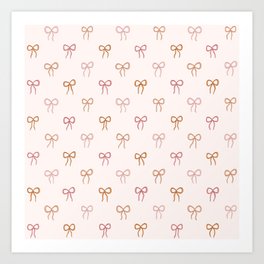 Pink and Orange Coquette Bow Pattern Art Print