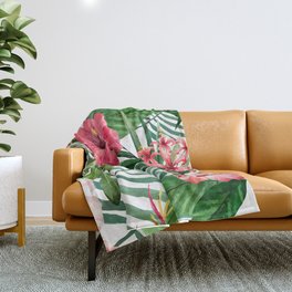 tropical hibiscus Throw Blanket