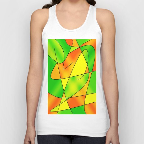 ABSTRACT CURVES #2 (Greens, Oranges & Yellows) Unisex Tank Top