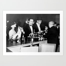 Dapper Men at Bar, Prohibition, Black and White Vintage Photo Art Print
