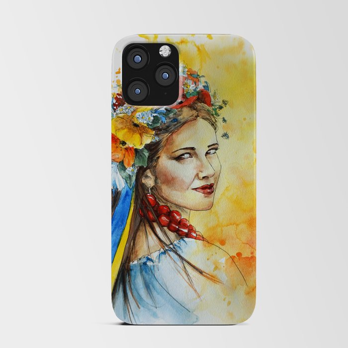 Ukrainian Traditional Woman Portrait iPhone Card Case