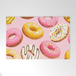 Doughnuts Pink Yellow Modern Confectionery Decor Welcome Mat