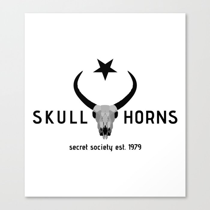 Skull and Horns B/W Canvas Print