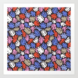 Abstract Playful Leaves Pattern Art Print