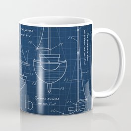 Toy Sailboat Blueprint Coffee Mug | Vintage, Decor, Kids, Draft, Plan, Toy, Vessel, Technical, Grid, Sail 
