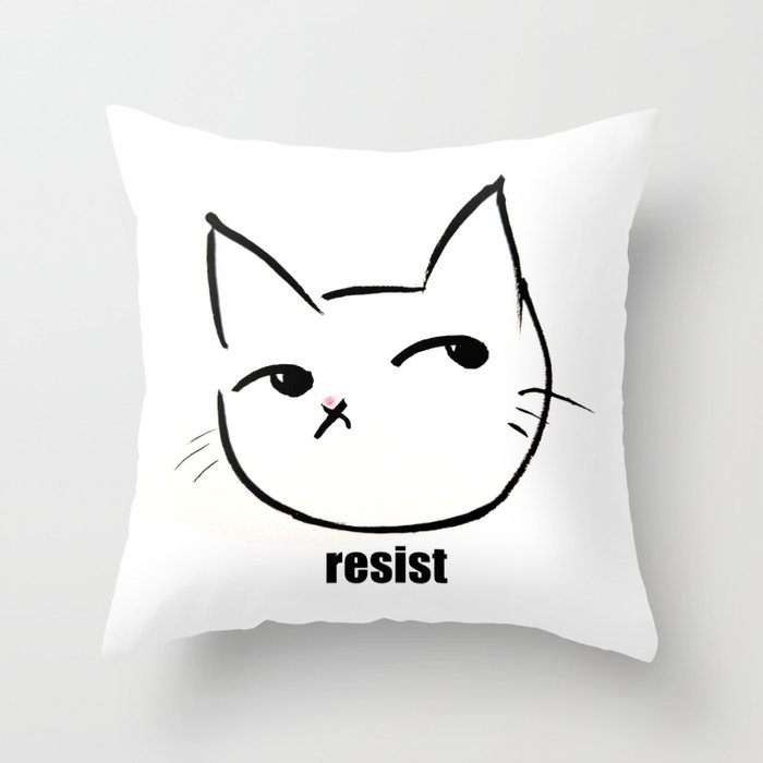 Resist kitty Throw Pillow