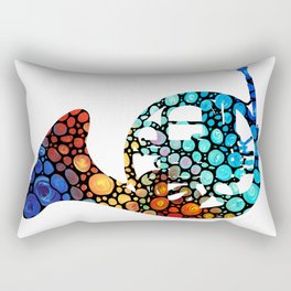 Colorful Mosaic French Horn Musical Instrument Art Rectangular Pillow