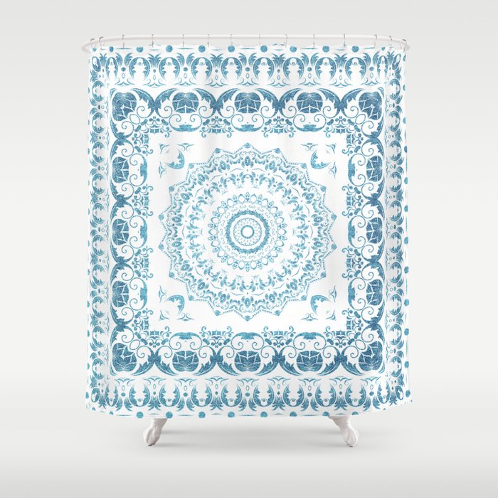 In Blue (Pattern Mandala) Shower Curtain