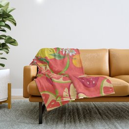 Summer Fruits And Flowers Throw Blanket