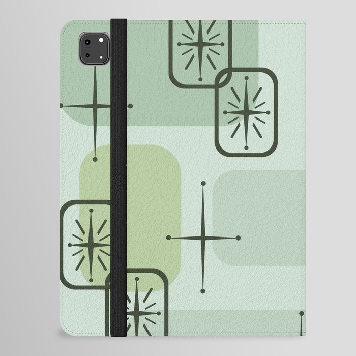 Mid Century Modern Sputnik Cards Sage Green iPad Folio Case