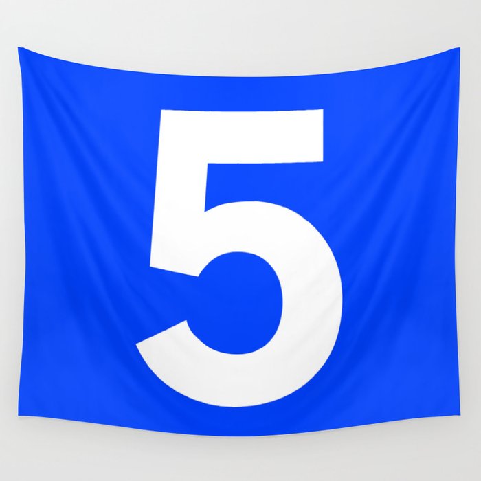 Number 5 (White & Blue) Wall Tapestry