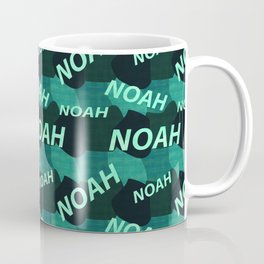 seamless pattern with the name Noah in blue colors and watercolor texture Coffee Mug