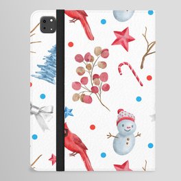 Red Cardinal And Christmas Tree Collection iPad Folio Case