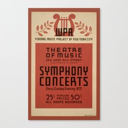 Federal Music Project Of New York City - Retro  Vintage Music Symphony  Canvas Print