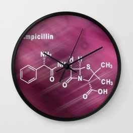 Ampicillin, antibiotic drug, Structural chemical formula Wall Clock
