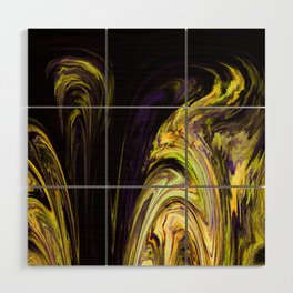 Psychedelic Yellow Tones Abstract Artwork Wood Wall Art