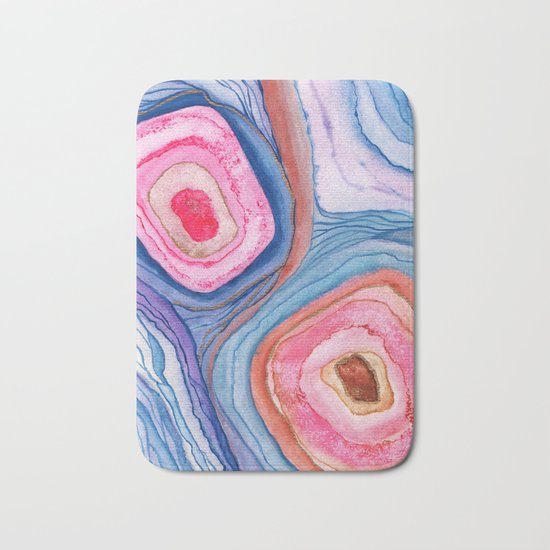 AGATE Inspired Watercolor Abstract 04 Bath Mat