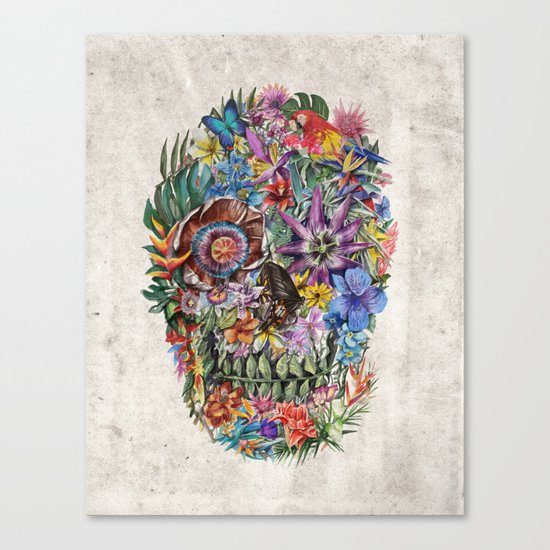 tropilcal floral skull 5 Canvas Print