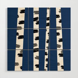 Birches pattern dark blue Wood Wall Art