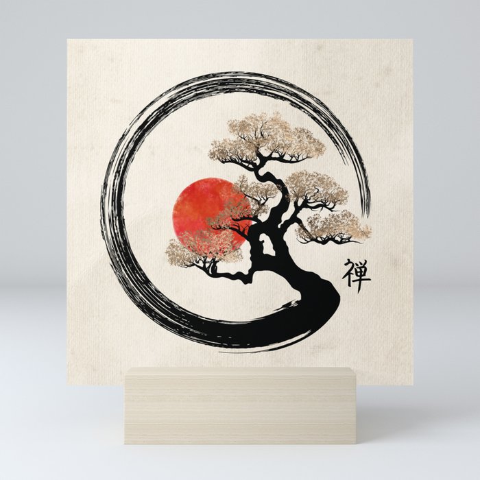 Enso Circle and Bonsai Tree on Canvas Mini Art Print
