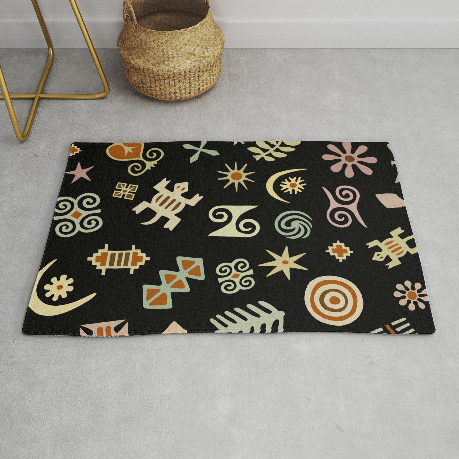 African Adinkra Symbols Rug By Vagabond Folk Art Society6
