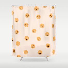 Yellow Smiley Face Pattern Shower Curtain