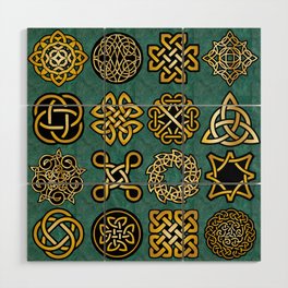 65 MCMLXV Green Celctic Symbols Pattern Wood Wall Art