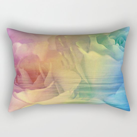 Rainbow Rose Water Abstract Rectangular Pillow