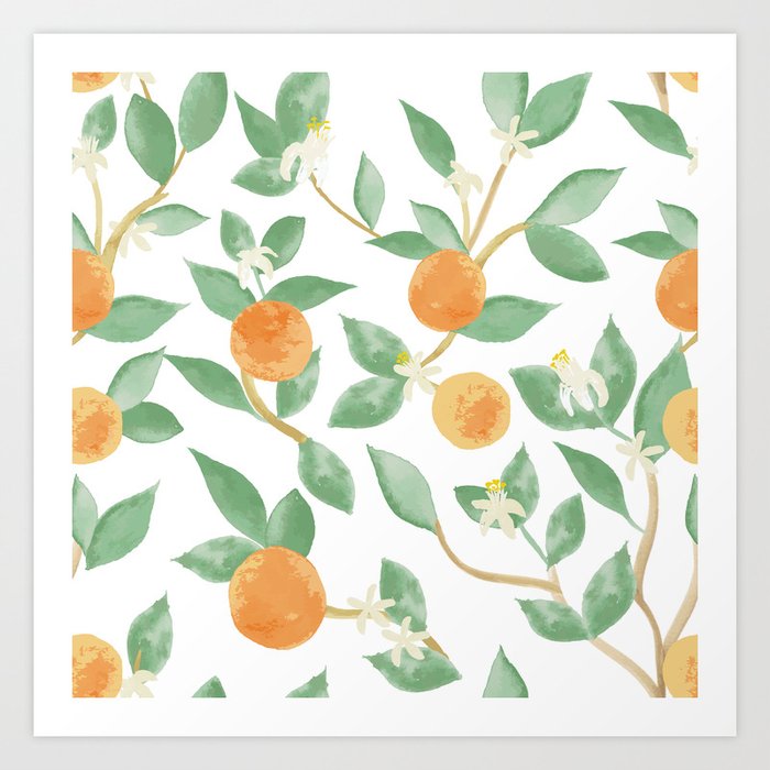 Orange Watercolor Pattern Art Print