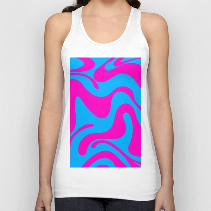 Lava Lamp - 70s Colorful Abstract Minimal Modern Wavy Art Design Pattern in Pink and Blue Tank Top