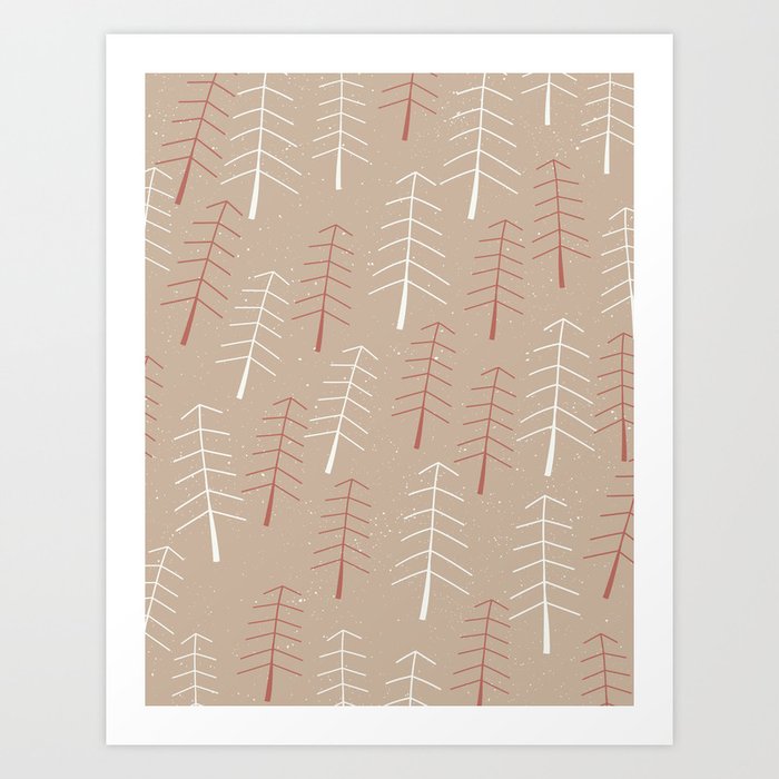 Simple  Snowy Winter Pine Tree Forest Art Print
