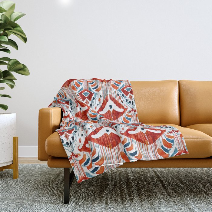red bali ikat mini Throw Blanket by Huntleigh Society6