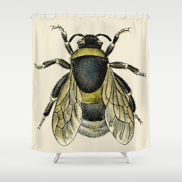 Vintage Bee Illustration Shower Curtain