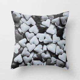 Black and White Candy Sprinkle Hearts Photograph Throw Pillow